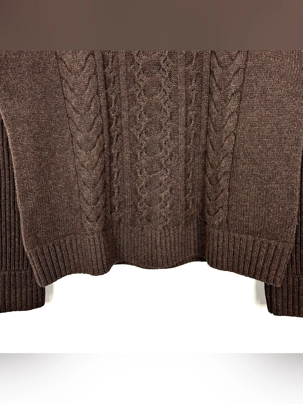 Banana Republic Cavo Wool Blend Sweater Men’s Size L Cable Knit Crew Neck Brown